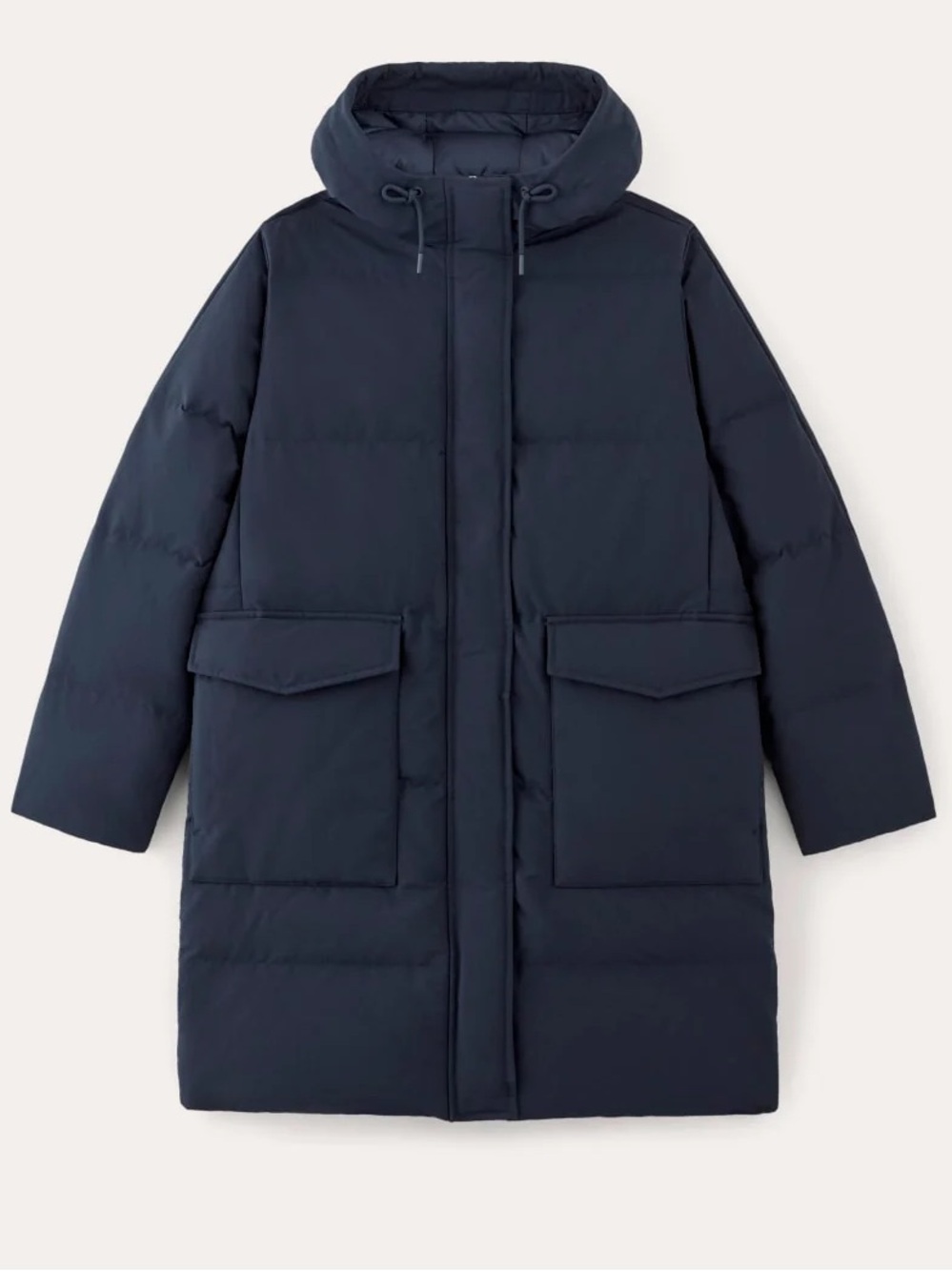 Everlane The Long Puffer Navy Blue XXL Hooded Insulated Long Winter Coat NWT